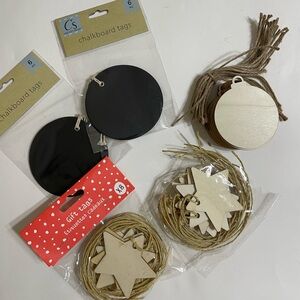 New DIY Wood Gift Tags Ornament Discs Chalkboard Stars